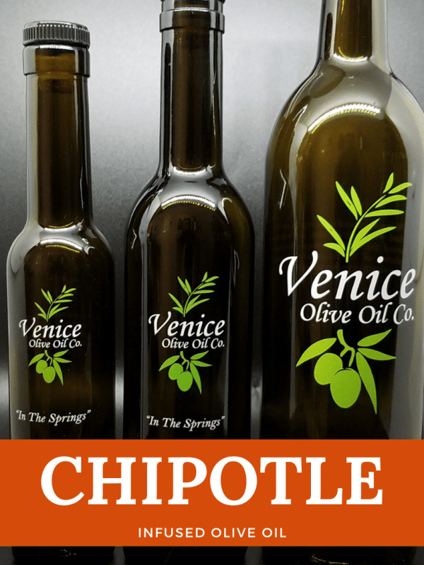 Venice Olive Oil Co. Chipolte Infused Olive Oil shown in different bottle sizes