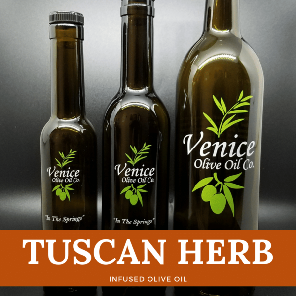 Venice Olive Oil Co. Tuscan Herb Infused Olive Oil shown in different bottle sizes