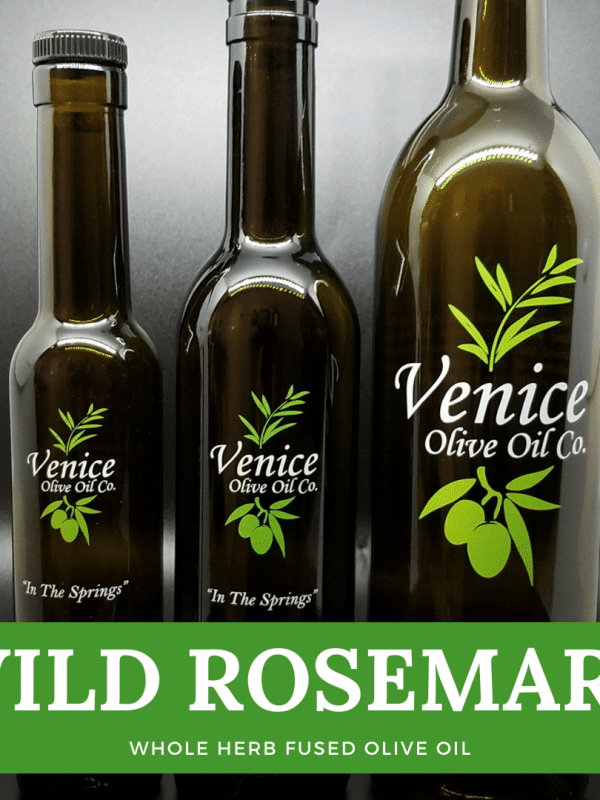 Venice Olive Oil Co. Wils Rosemary Whole Herb Fused Olive Oil shown in different bottle sizes