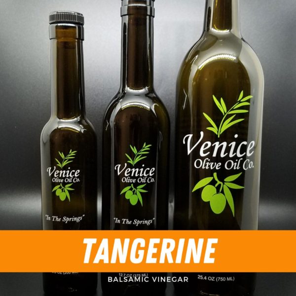 Venice Olive Oil Co. Tangerine Balsamic Vinegar shown in different bottle sizes